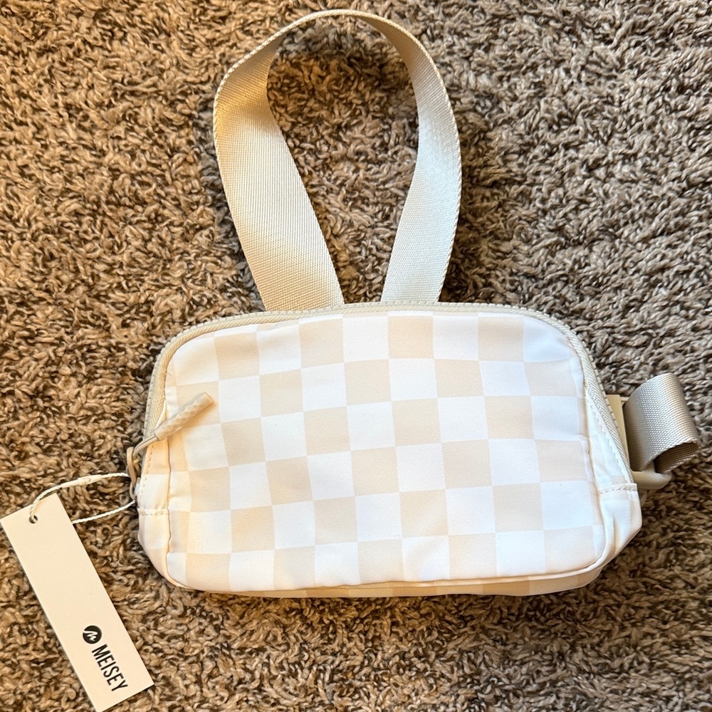 Checkered Beige Crossbody Bag
